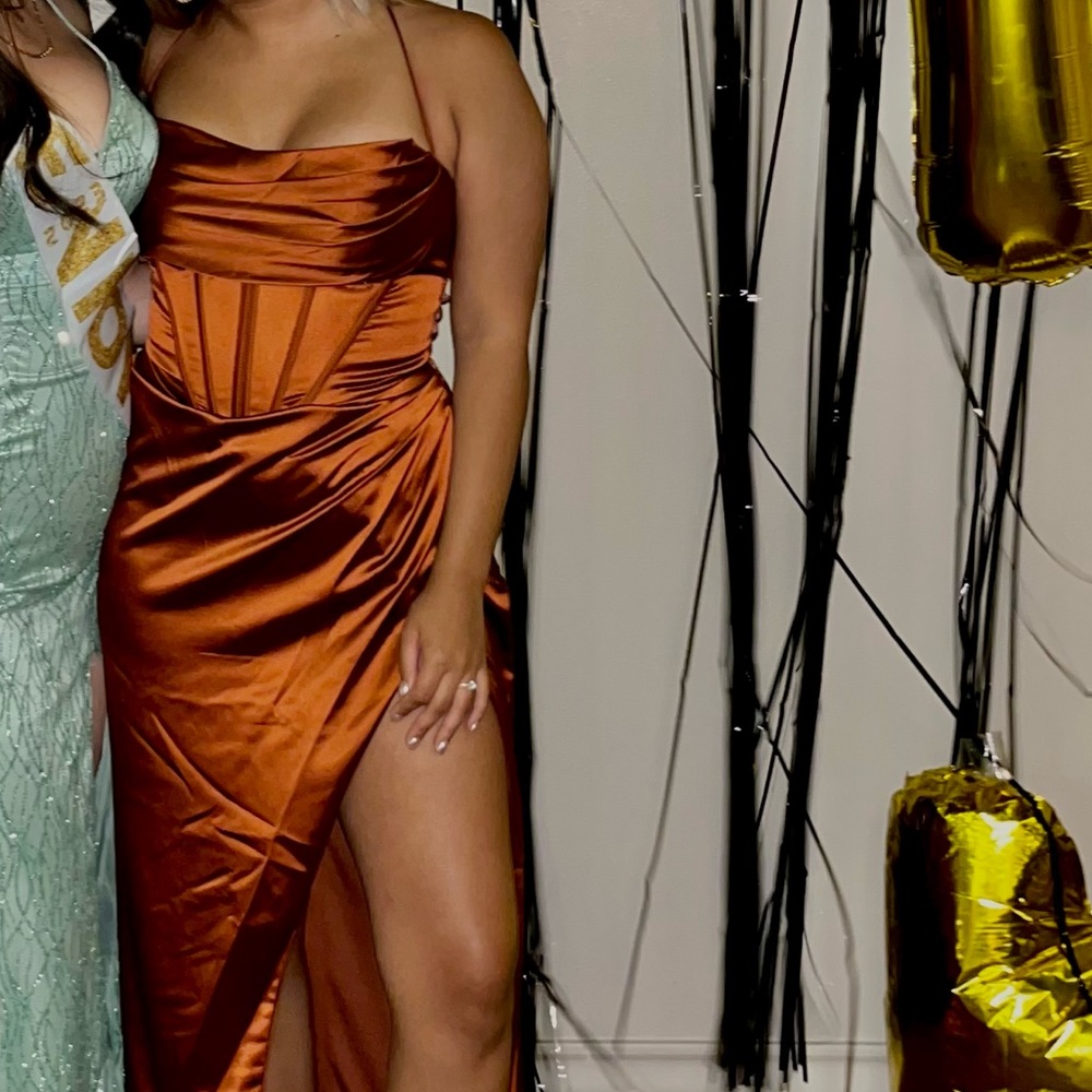 Burnt orange formal dress